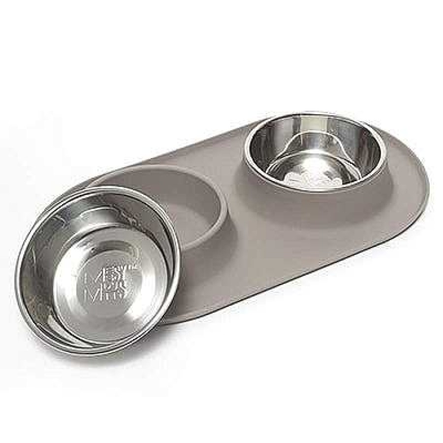 Dog Messy Mutts Bowls & Feeders | Messy Mutts Double Silicone Feeder With Stainless Bowls