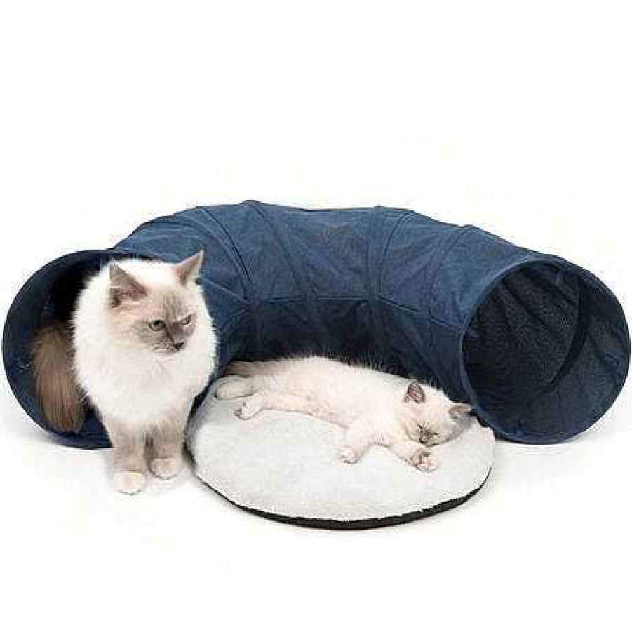 Dog Catit Beds, Blankets & Furniture | Catit Vesper Cat Tunnel With Sleeping Cushion In Blue