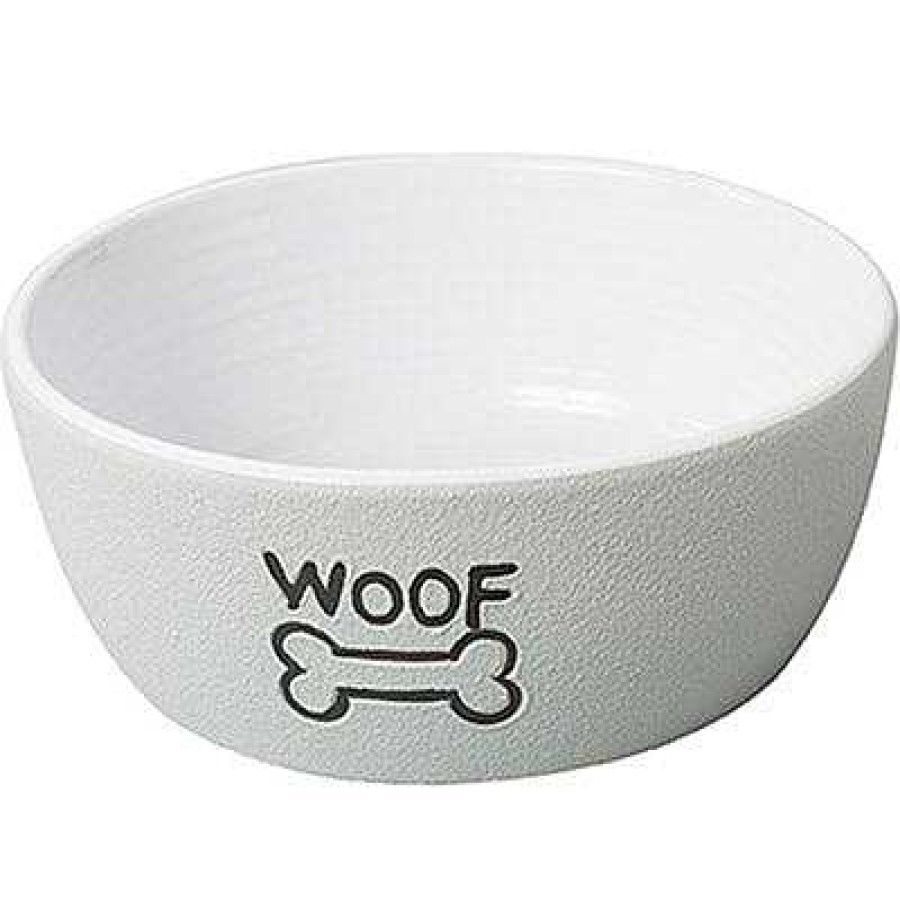 Dog Ethical Pet Bowls & Feeders | Ethical Pet Nantucket Woof Dog Dish Gray