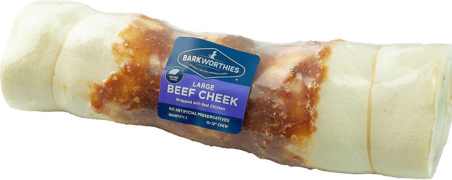 Dog Barkworthies Bones & Chews | Barkworthies Large Beef Cheek Wrapped With Chicken Chew For Dogs