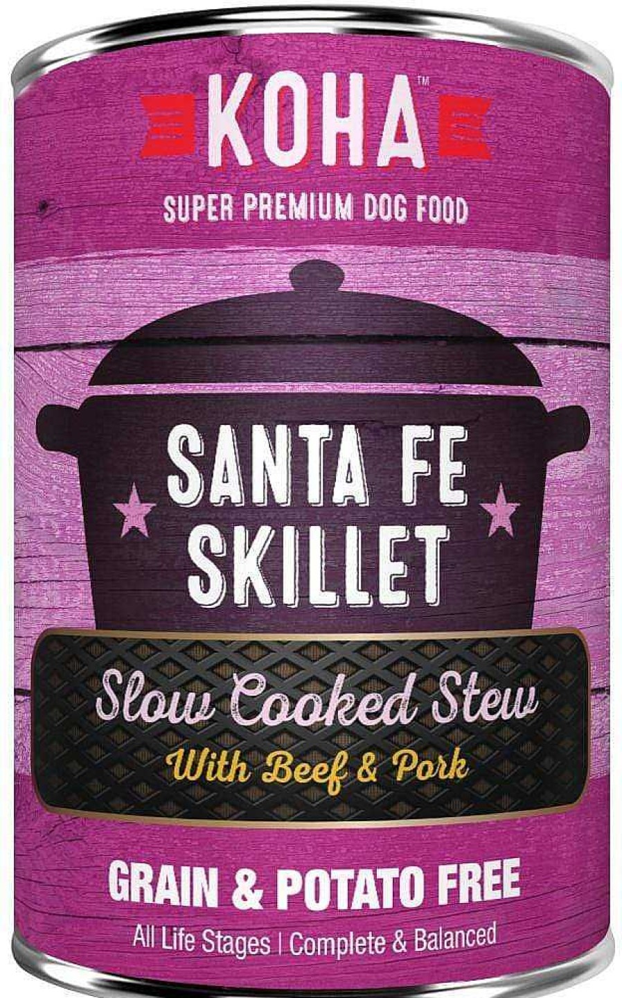 Dog KOHA Pet Food Wet Food | Koha Grain & Potato Free Santa Fe Skillet Slow Cooked Stew With Beef & Pork Canned Dog Food