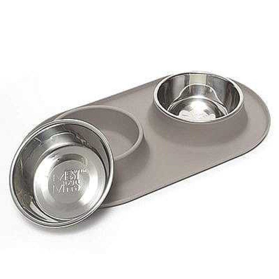 Dog Messy Mutts Bowls & Feeders | Messy Mutts Double Silicone Feeder With Stainless Bowls