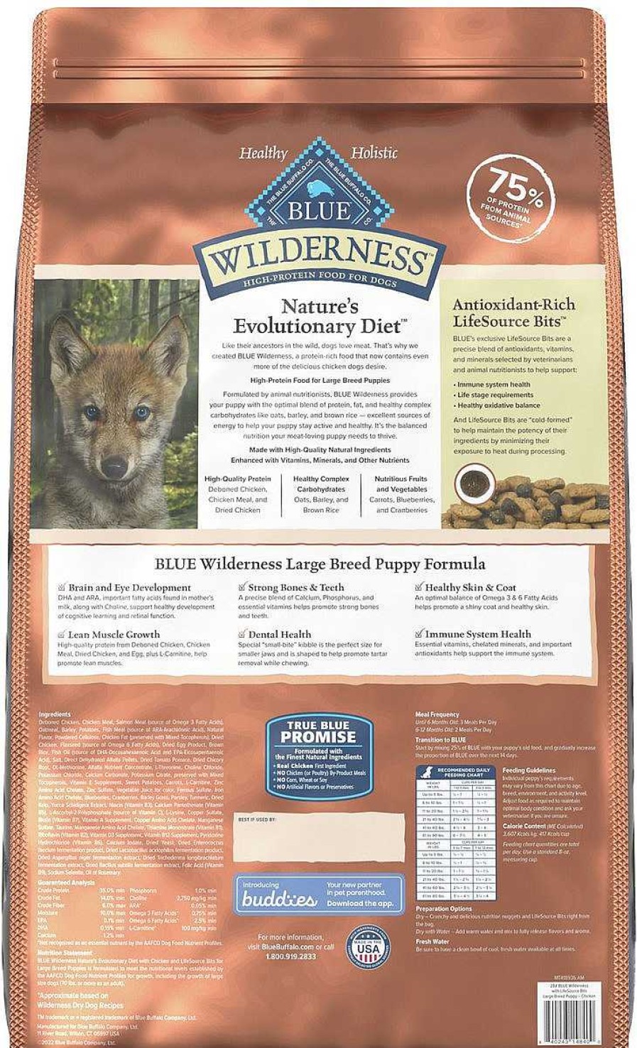 Dog Blue Buffalo Puppy Food | Blue Buffalo Wilderness Wholesome Grains Large Breed Puppy Chicken Recipe Dry Dog Food