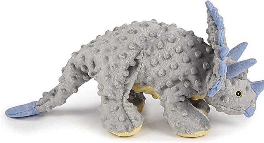 Dog Go Dog Chew Toys | Go Dog Frills The Grey Triceratops Dog Chew Toy