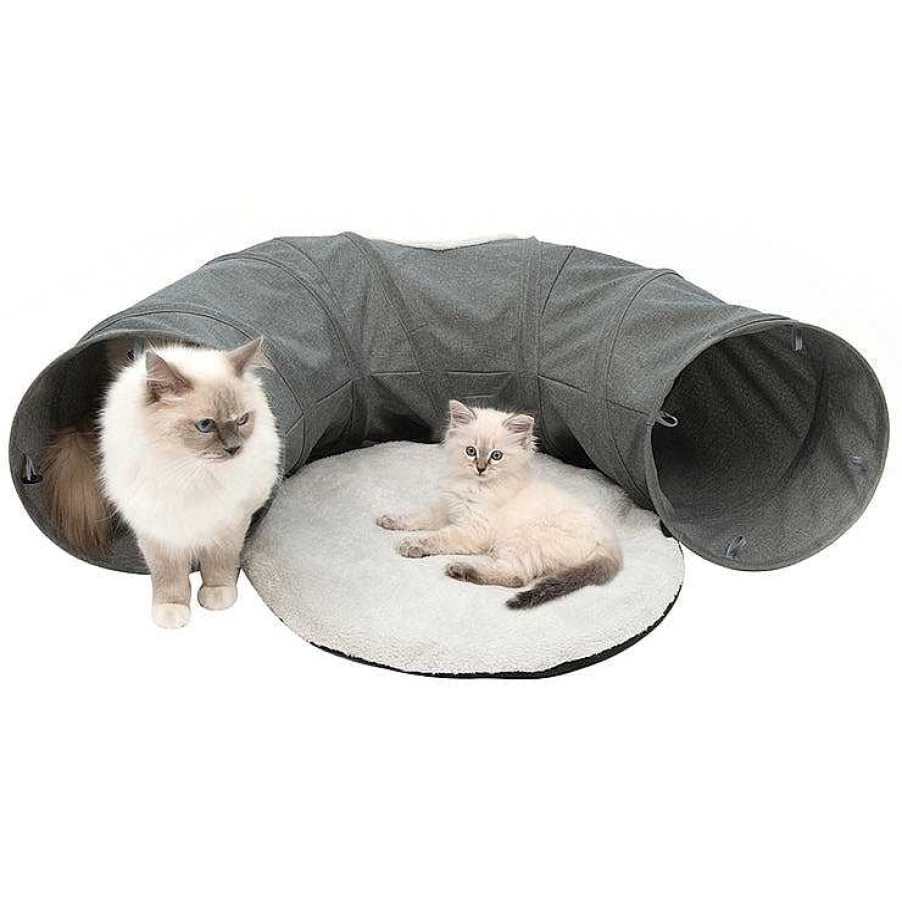 Dog Catit Beds, Blankets & Furniture | Catit Vesper Cat Tunnel With Sleeping Cushion In Gray