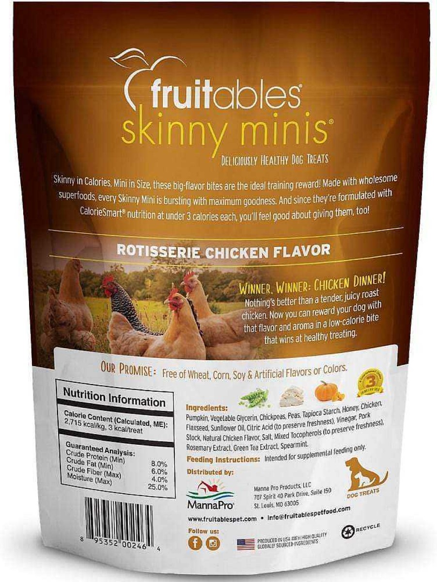 Dog Fruitables Soft & Chewy Treats | Fruitables Skinny Minis Rotisserie Chicken Flavor Soft & Chewy Dog Treats