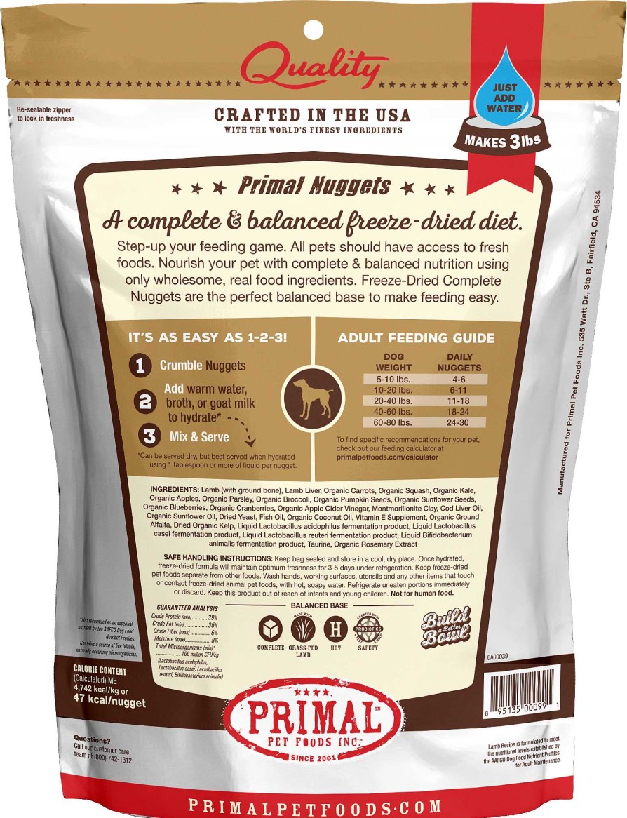 Dog Primal Pet Foods Grain-Free Food | Primal Freeze Dried Nuggets Grain Free Lamb Formula Dog Food