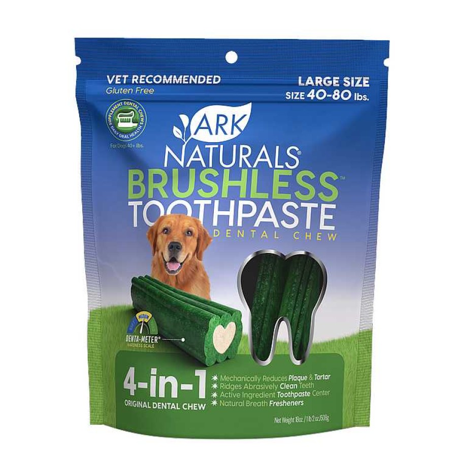 Dog Ark Naturals Dental Treats | Ark Naturals Brushless Toothpaste Large Dental Chews For Dogs