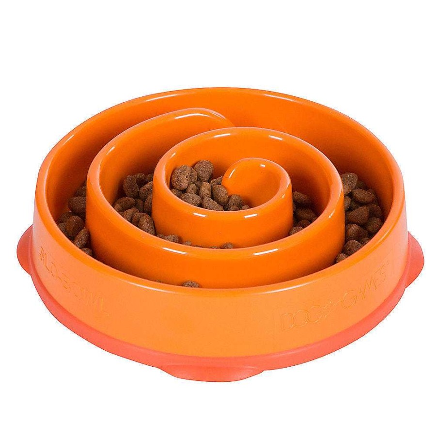 Dog Outward Hound Bowls & Feeders | Outward Hound Fun Feeder Slo-Bowl Feeder For Dogs In Orange