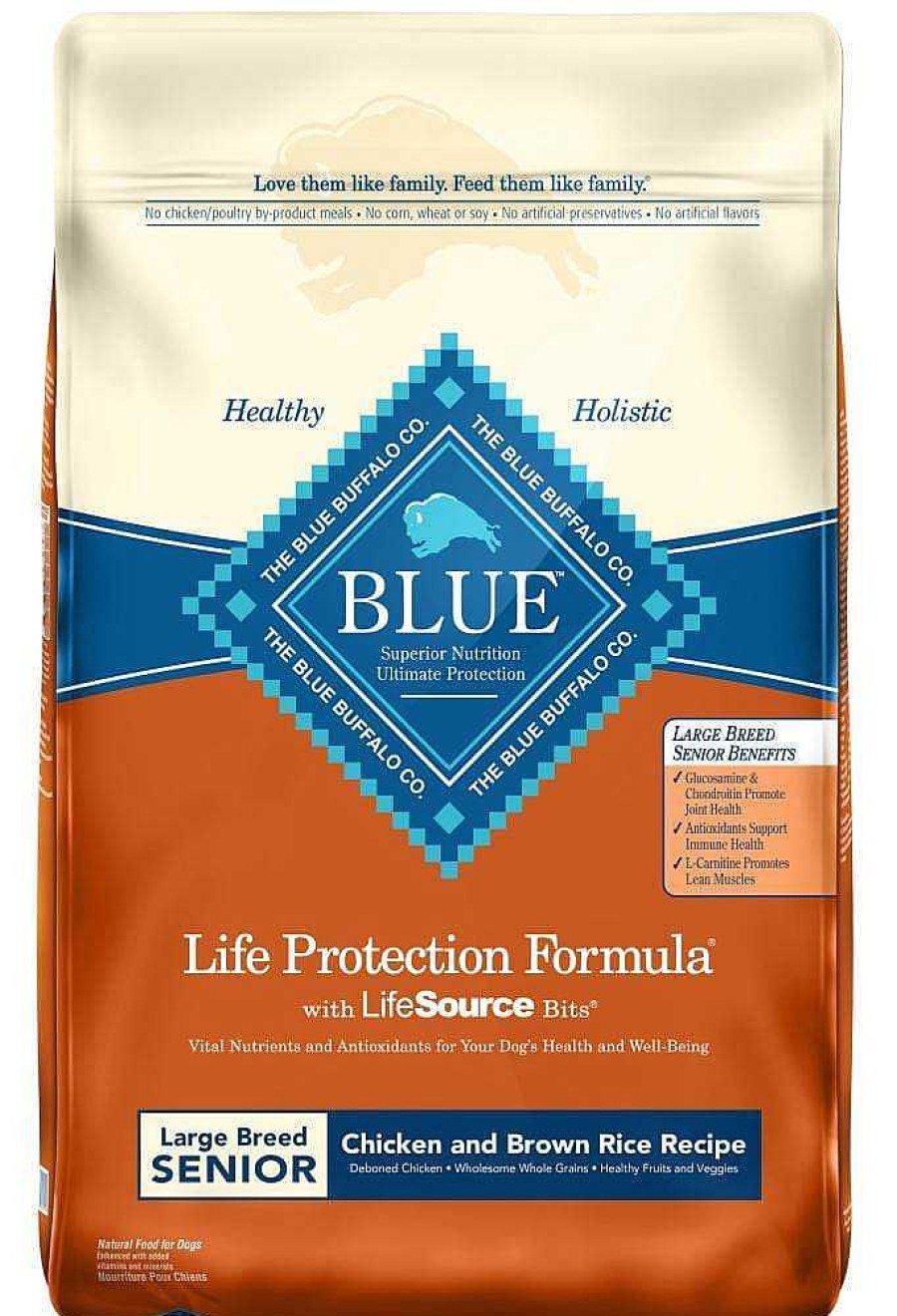 Dog Blue Buffalo Senior Food | Blue Buffalo Life Protection Chicken & Brown Rice Recipe Large Breed Senior Dry Dog Food