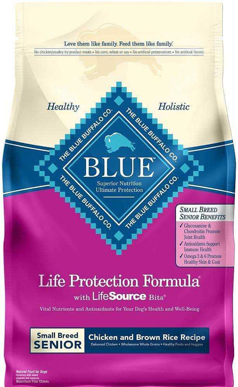 Dog Blue Buffalo Senior Food | Blue Buffalo Life Protection Natural Chicken & Brown Rice Recipe Small Breed Senior Dry Dog Food