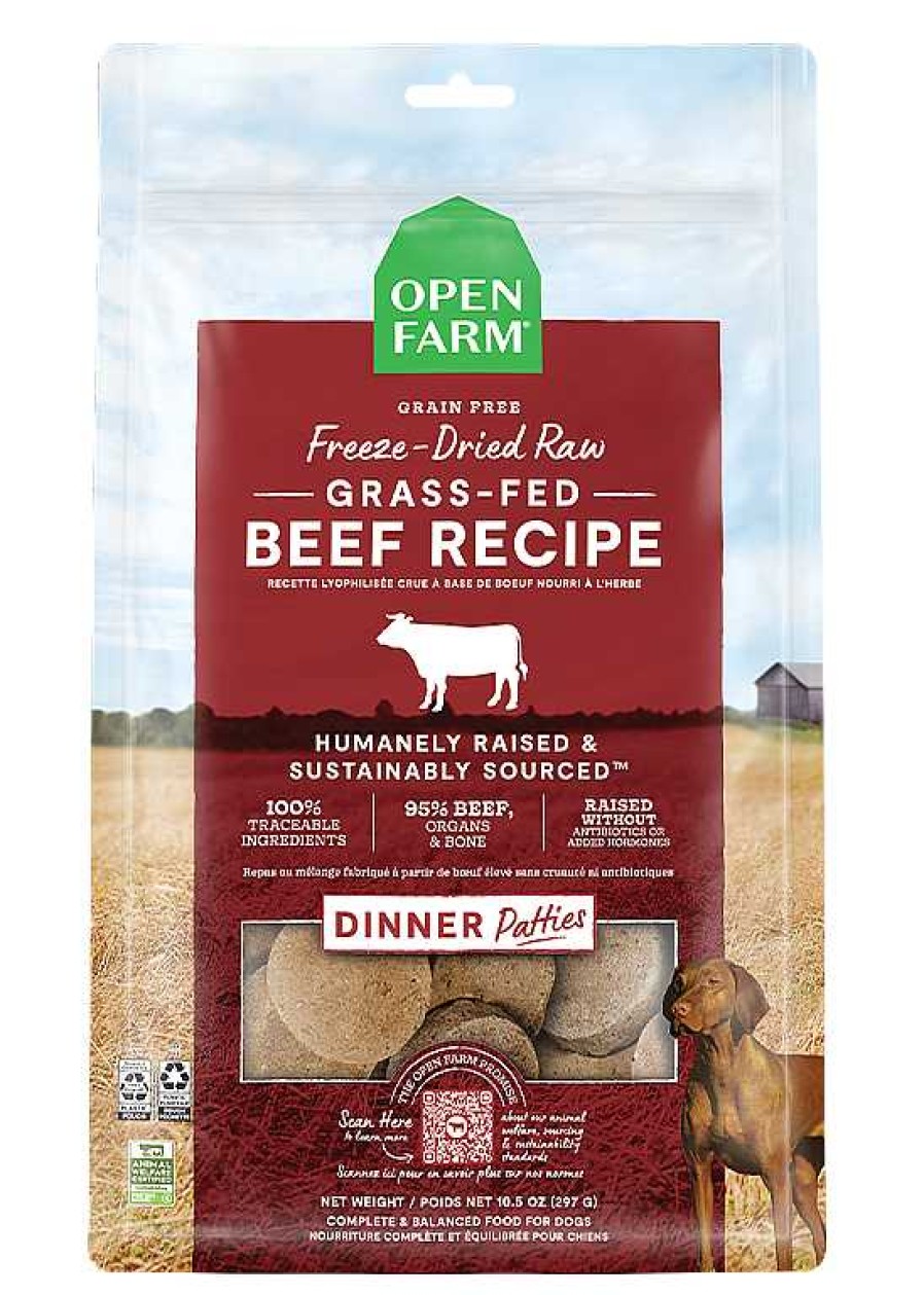 Dog Open Farm Grain-Free Food | Open Farm Grain Free Grass Fed Beef Recipe Freeze Dried Raw Dog Food Patties