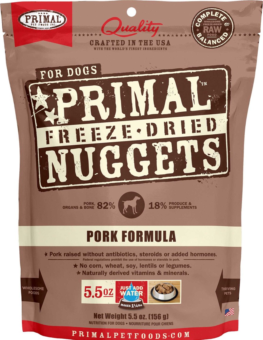 Dog Primal Pet Foods Grain-Free Food | Primal Freeze-Dried Nuggets Grain Free Pork Formula Complete Diet Dog Food