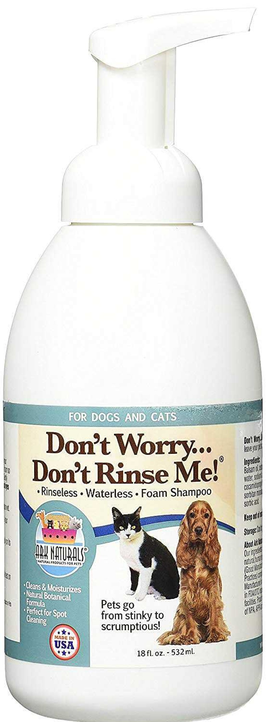 Dog Ark Naturals Grooming | Ark Naturals Don'T Worry...Don'T Rinse Me! Rinseless Waterless Foam Shampoo